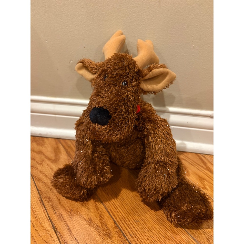 Hallmark Brown‎ Plush Reindeer Antlers Sparkle Festive Holiday Stuffed Animal